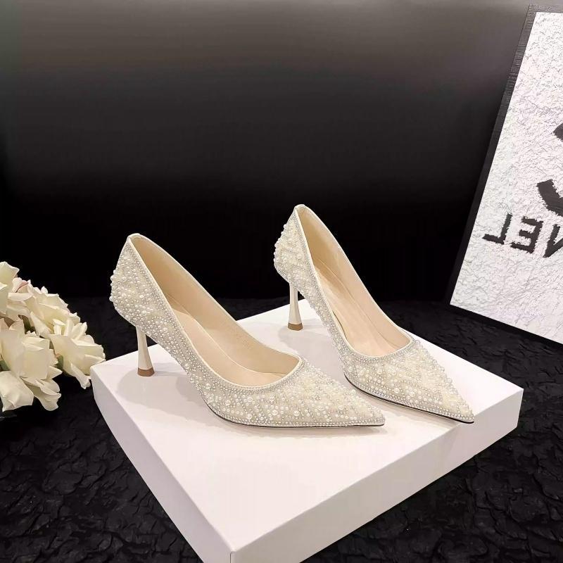 Elegant Bridesmaid Shoes That Are Comfortable for the Feet, Wedding Shoes, 2026 Autumn New Style, Thin Heel Single Shoes, Rhinestone Pearl Xiuhe High Heels
