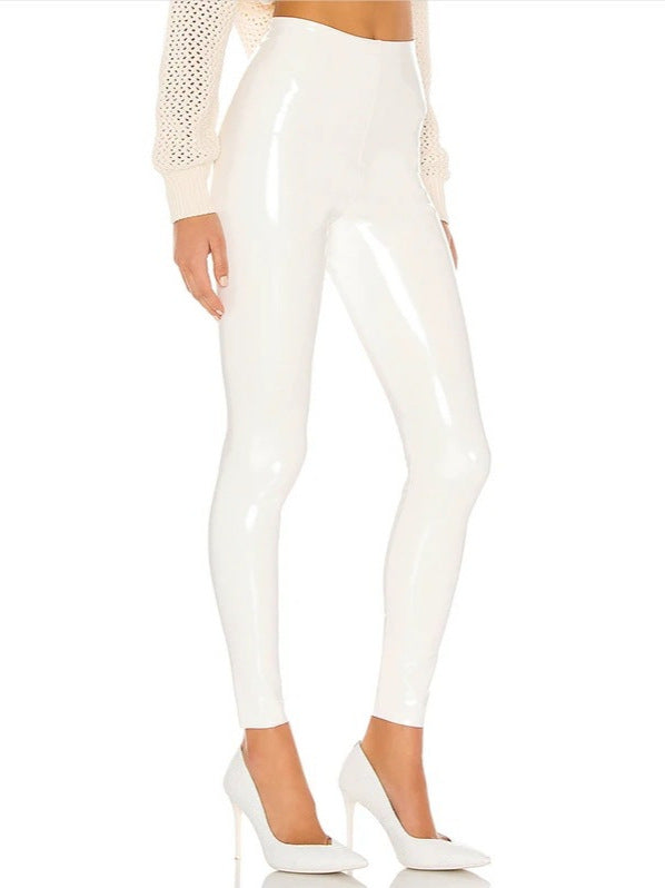 Cross-border Amazon Europe and America White Leather Pants Women's Cropped Pants Sexy PU Tight Slim Fit Summer Foreign Trade Hot Women's Clothing
