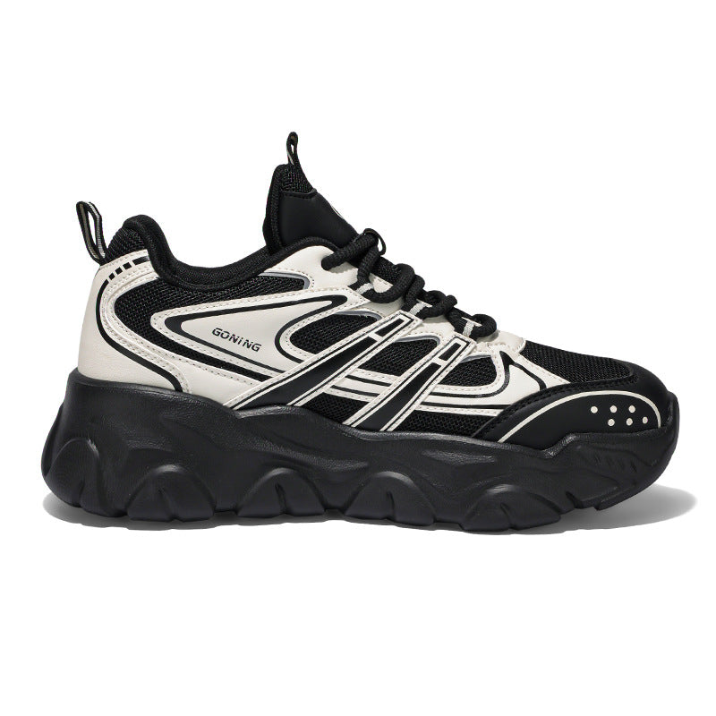 Men's Shoes Winter 2024 New Trendy Versatile Sports Casual Men's Wear-Resistant Thick-Soled Height-Increasing Black Dad Sneakers