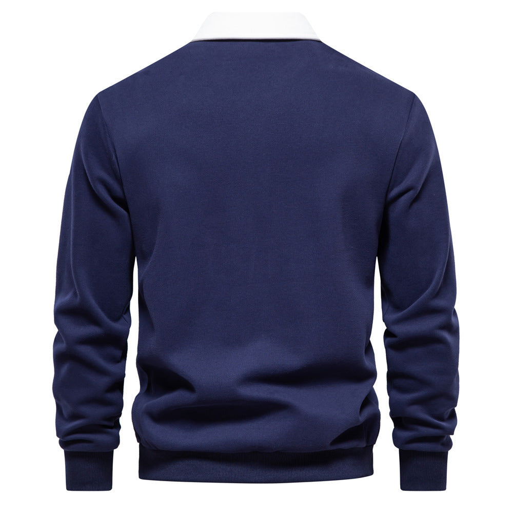 2024 Casual Sweatshirt New Trendy High-Quality Men's Sweatshirt Long-Sleeved Men's European Size Polo Collar Versatile Autum