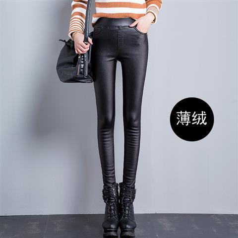 Matte Leather Pants for Women 2025 New High-Waisted Winter Fleece-Lined Thickeneded Outer Leggings Frosted Pu Imitation Leather Matte
