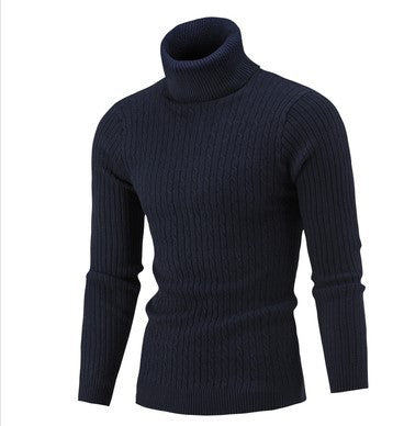2020 Autumn and Winter Men's Sweaters Winter Trendy Solid Color High Lapel Knitwears Korean Style Slim Men's Turtleneck Sweaters