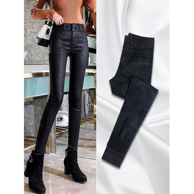 2025 Winter Women's Leather Pants with Fleece, New High-Waisted Leggings for Winter, Matte Faux Leather Skinny Pants for Outerwear