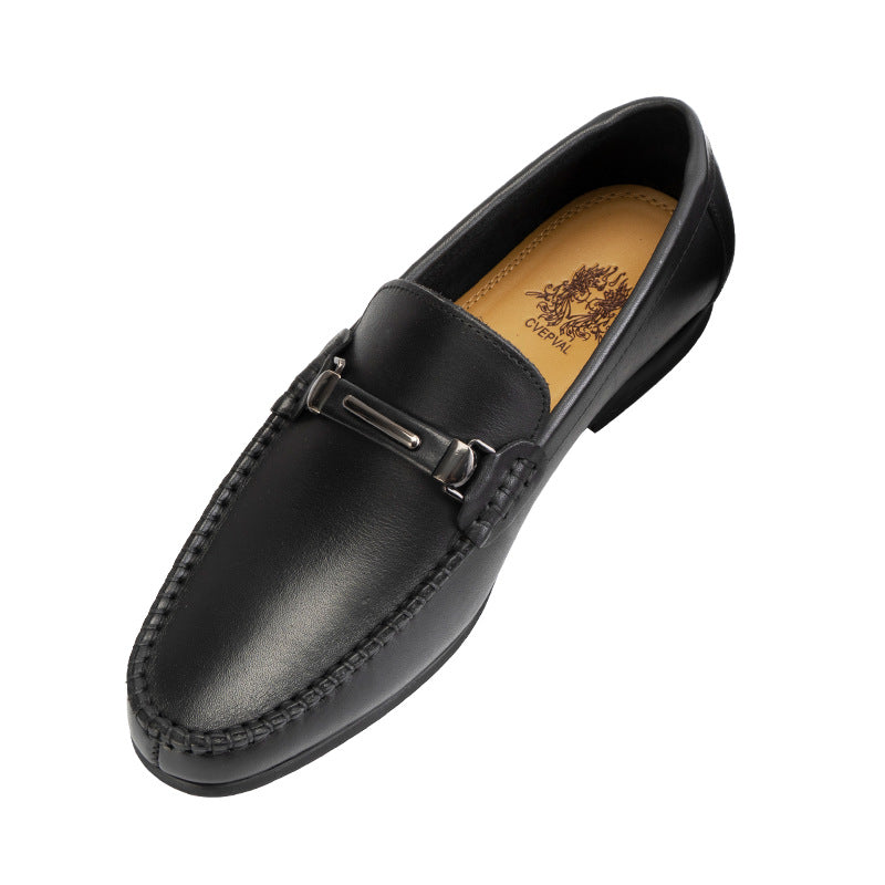 Men's Leather Shoes New Men's Casual Leather Shoes Metal Buckle Loafers Men's Business Genuine Leather Shoes