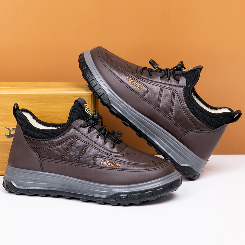 New Winter Boots Wholesale Old Beijing Men's Shoes Warm Sheepskin Dad Shoes Snow Boots with Extra Fleece and Thickened Cotton Shoes
