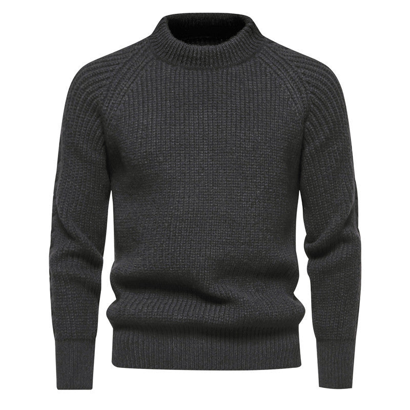 2026 New American Retro Sweater for Men, Autumn and Winter New Foreign Trade European Size Solid Color Round Neck Knit Sweater for Men