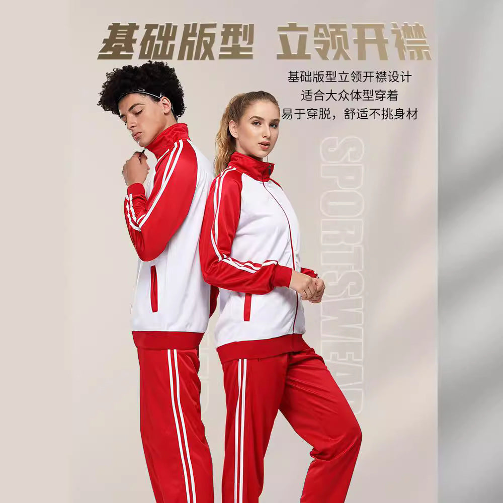 Spring and Autumn Couple Sports Suits for Male and Female Students Casual Sportswear Group Printable Logo Class Uniforms Customized School Uniforms