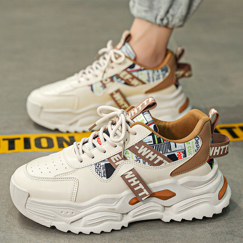 Men's Shoes 2025 Summer Breathable Casual Running Sneakers Men's Youth Versatile Thick-Soled Street Dad Trendy Shoes