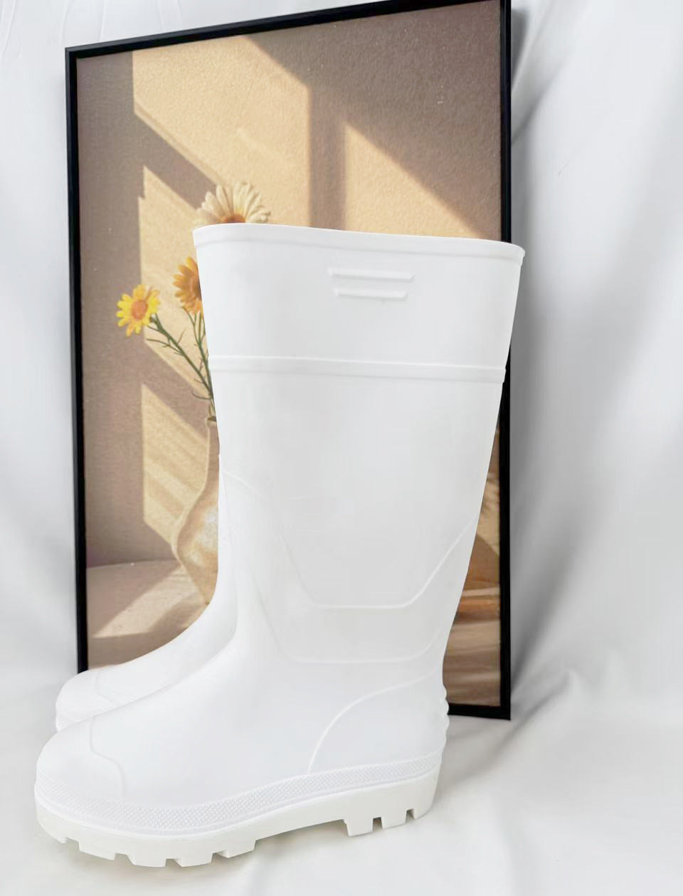 Food Hygiene Boots White Non-slip Labor Protection Rain Boots Wear-resistant Acid and Alkali Resistant Senior high school Low Tube Water Shoes Food Factory Work Shoes