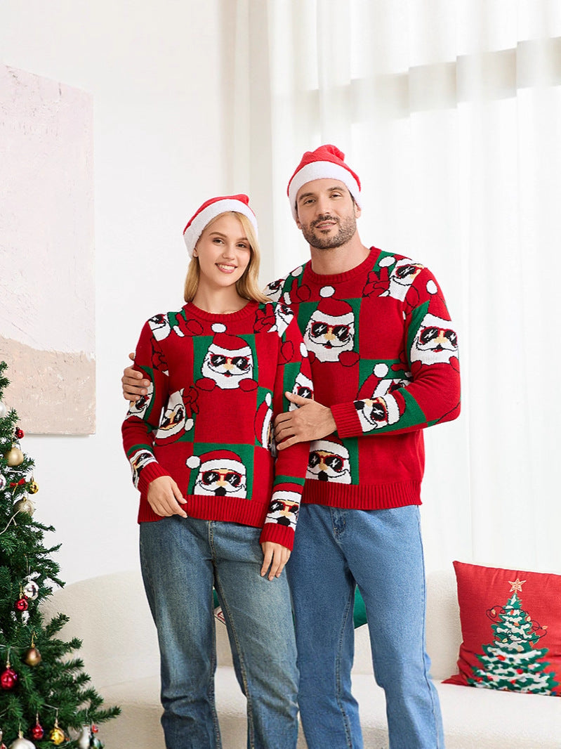 2025 New European and American Parent-Child Clothing Sets Cross-Border Christmas Sweaters Knitted Sweaters Parent-Child Family Clothing Sweaters in Stock