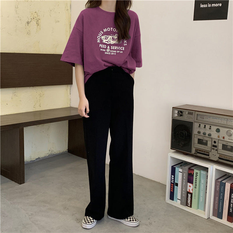 Summer Korean Style Loose Short-Sleeved T-Shirt for Women Korean Style New Bf Style Large Size Top Couple Bottoming Shirt Dropshipping