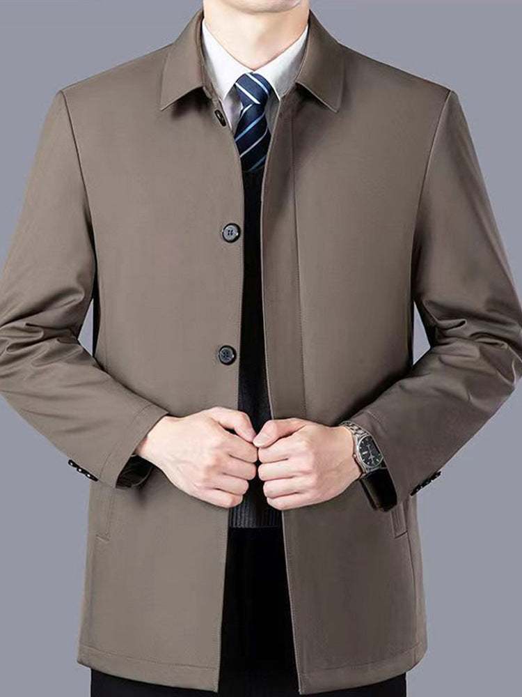 Manufacturer Wholesale Middle-Aged and Elderly Dad Jackets Men's Spring and Autumn Middle-Aged High-End Executive Jackets Button Casual Tops