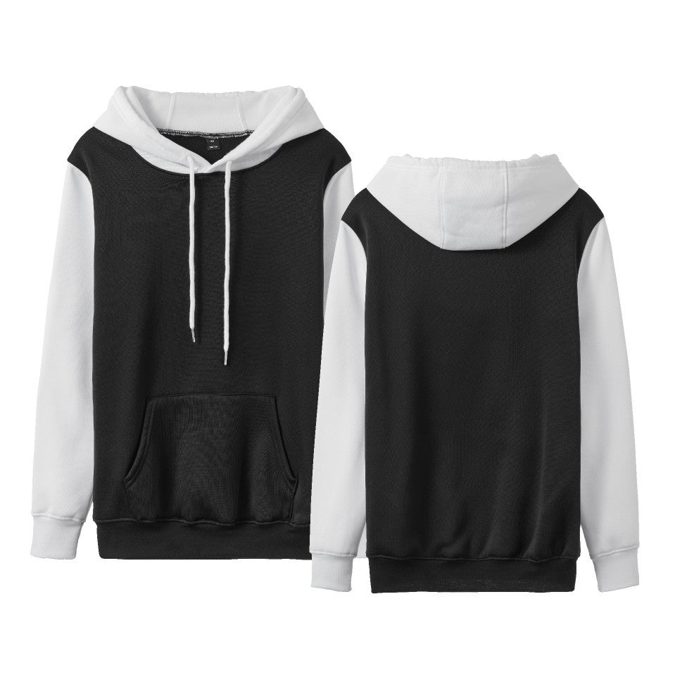 Pure Color white stitching loose casual fashion men and women fleece-lined cross-border hoodie factory direct in stock wholesale