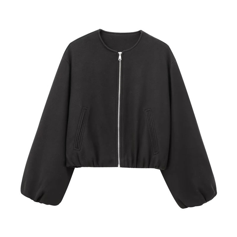 KAOPU ZA Women's 2025 Winter Soft Base All-Match Long Sleeve Soft Bomber Jacket Coat