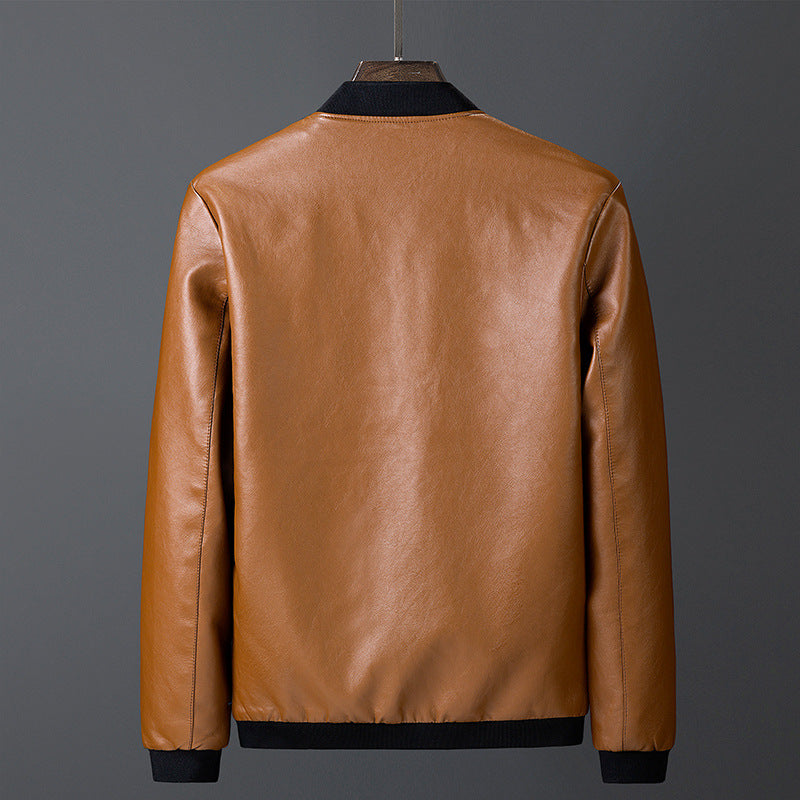 2026 Men's Jacket Spring and Autumn Leather Jacket Men's New Fashion Korean Style Slim Fit Thin Trendy Clothing