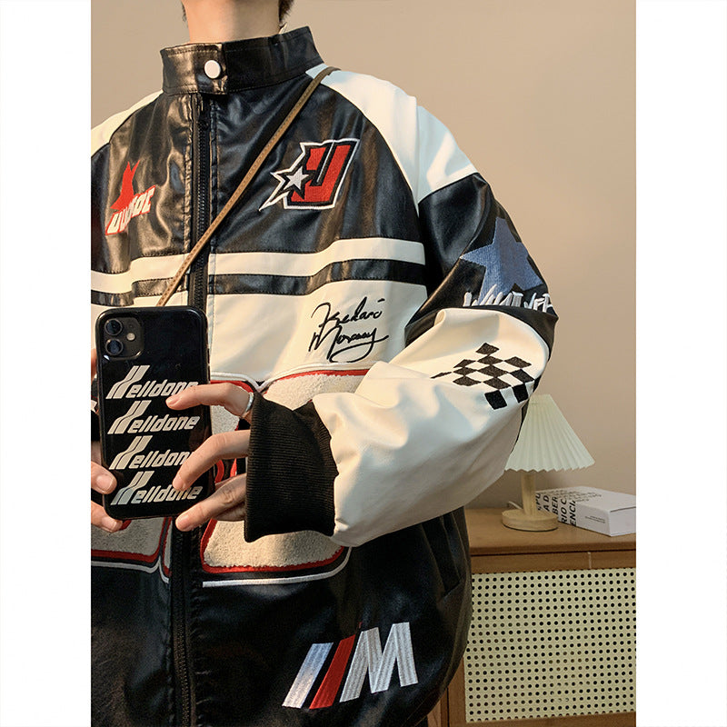 American Style Jacket Coat Men's/ Women's Spring and Autumn Street Aviator Biker Suit hiphop Trendy Brand Loose plus size Plutton Handsome Top