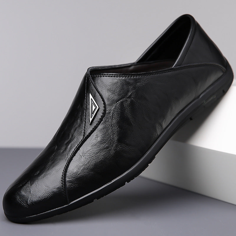 2025 New Casual Loafers Leather Shoes Men's Autumn Genuine Leather Breathable Business Formal Men's Shoes Soft Sole Beanie Shoes
