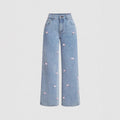 American High Street Y2K Jeans for Women 2025 New High-Waisted Washed Bow-Knot Casual Versatile Wide-Leg Pants Jeans
