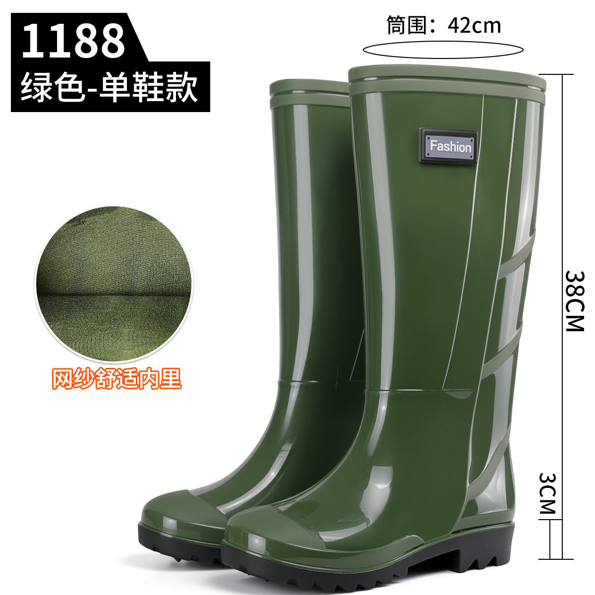 Men's Gray Plain Rain Boots, Labor Protection Boots, High Rain Boots, Protective Long-Tube Men's Water Shoes, Outdoor Camouflage Water Boots, Rubber Boots