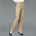 Khaki Jeans for Women 2025 Autumn and Winter Fleece-Lined High-Waisted Slimming Loose Plus-Size Straight Pants for Middle-Aged Moms
