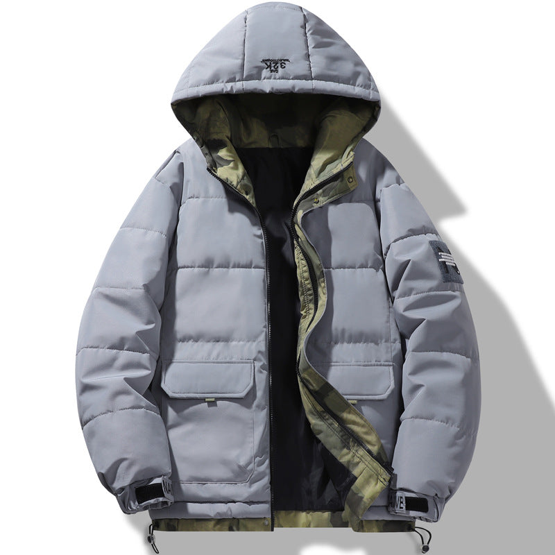 Winter Hooded Cotton-padded Jacket Men's Thickened Cotton-padded Coat Coat Trendy Brand Fashion Boys Bread Coat Cotton-padded Coat