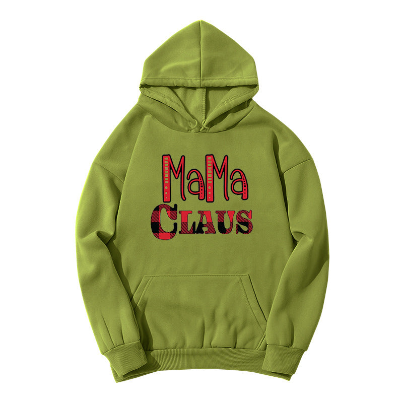 red plaid MAMA RIED printed hooded hoodie autumn and winter European and American women's