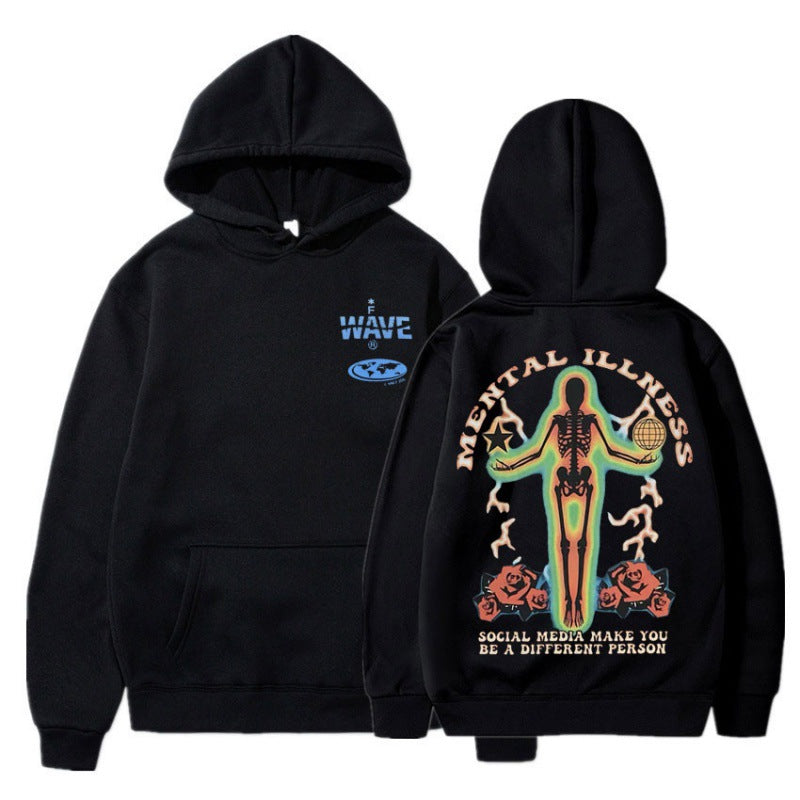 [Cross-border European Code] Skeleton Thermal Imaging Graphic Print Hoodie