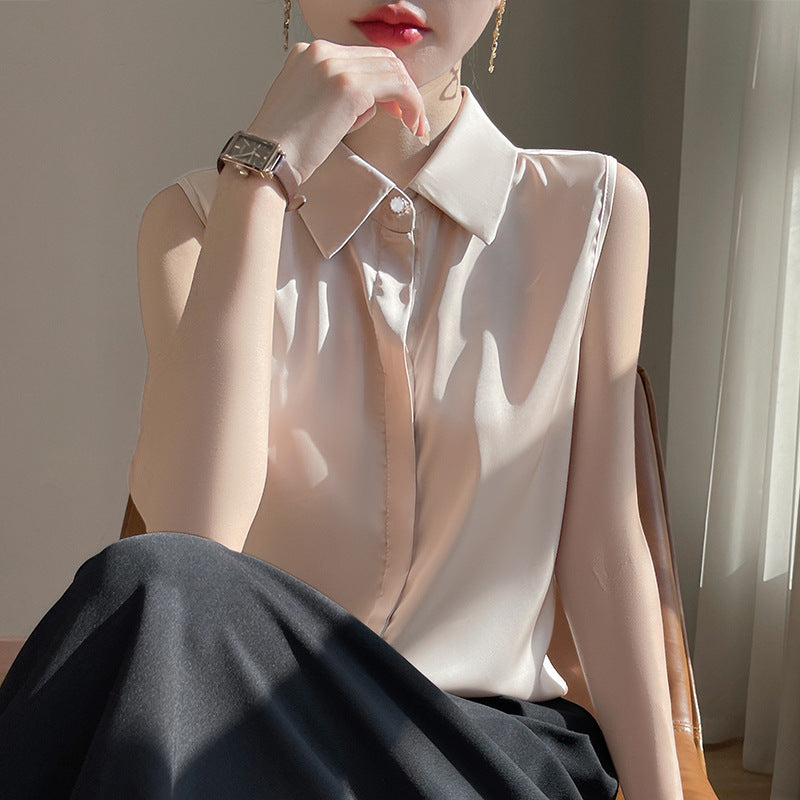 Wholesale New Summer Thin Sleeveless Women's Shirts Anti-Wrinkle Draped Women's Inner Shirts with Suit Tops Women's Clothing
