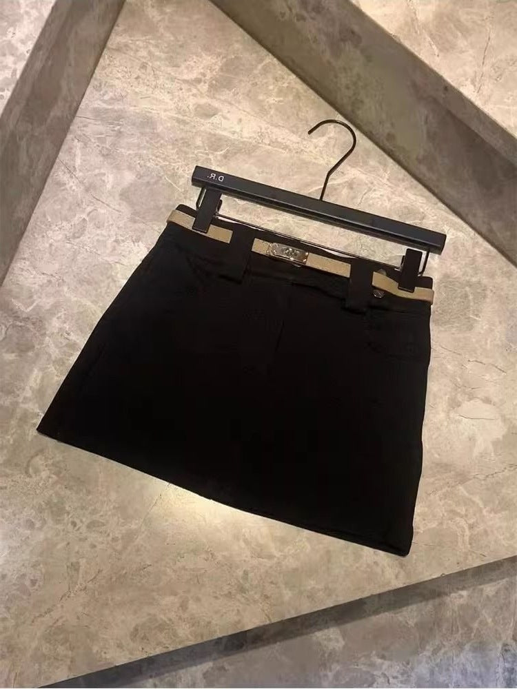 Spring and Autumn New High-Waisted Hip-Hugging Skirt, Slimming and Height-Enhancing Short Skirt, Anti-Exposure Design, Half-Body Skirt, Suit Hip-Hugging Skirt
