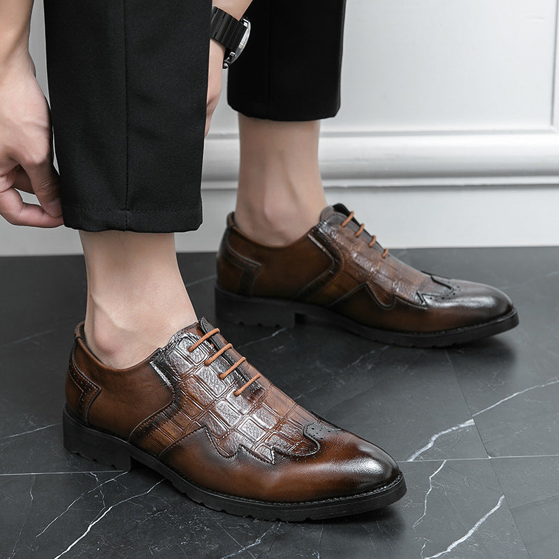 Hairstylist Leather Shoes Men's Large Size Business Formal Casual Shoes Men's British Style Groom's Wedding Shoes Suit Men's Shoes