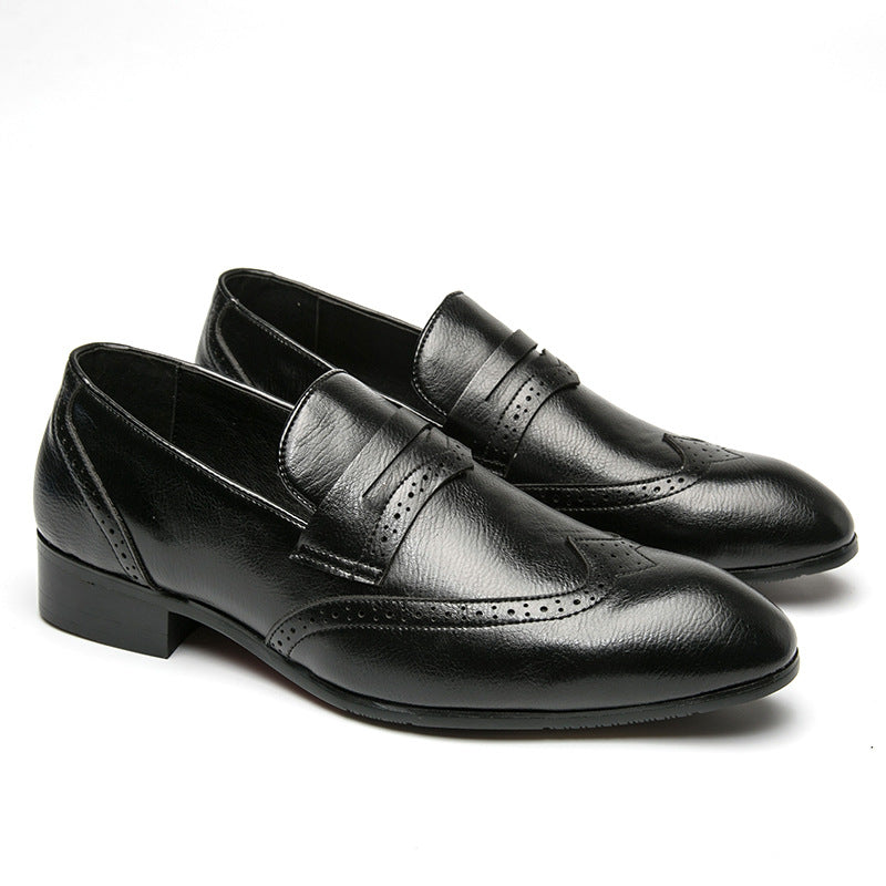 Men's Loafers Cross-Border Large Size New Business Leather Shoes Fashionable Men's Retro Carved Pointed Shoes Dropshipping