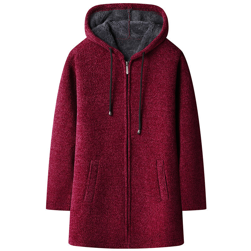 Good Quality Autumn and Winter New Men's Casual Mid-length Jacket All-match fleece-lined Coat Jacket 6619-P55