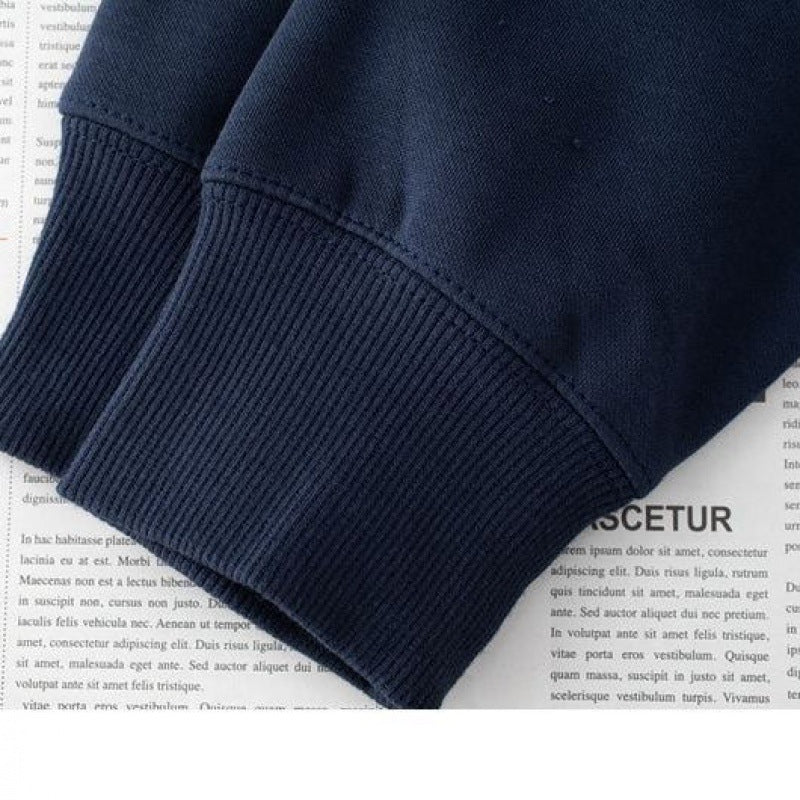450g heavyweight cotton polar fleece dark blue navy blue hooded sweater men's and women's Indigo warm lovers hoodie autumn and winter