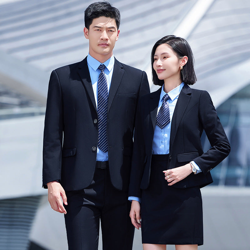 Autumn and Winter Thickened Men's Double-button Black Interview Business Dress Unisex Business Suit suit Three-piece Set