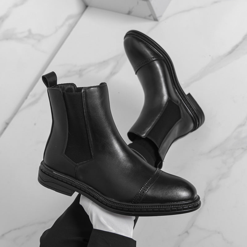 Men's Leather Boots Cross-Border Large Size Foreign Trade New Retro High-Top Leather Shoes Fashionable Men's Chelsea Boots Dropshipping