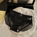 Sexy Hollow Mesh Underwear Women's Mid-Waist Sexy Lace Less Ladies Underwear Mulberry Silk Bottom Crotch Comfortable Briefs