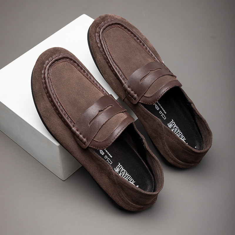 Men's Shoes, New Autumn Collection, Suede Leather, Comfortable Casual Men's Loafers, Fashionable and Trendy, Versatile Slip-On Slip-On Shoes