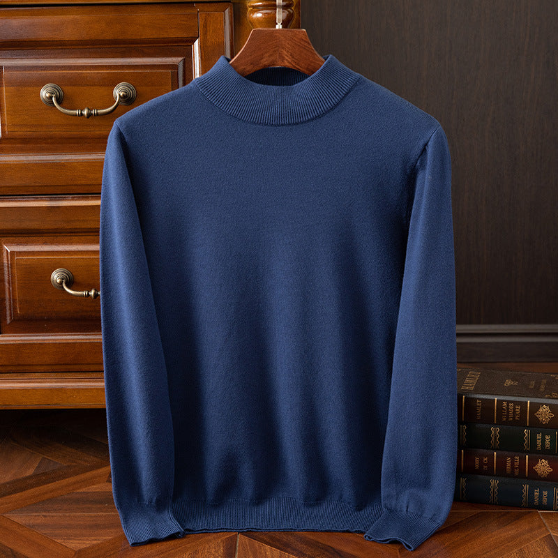 Autumn and winter semi-high collar men's pullover base sweater casual business loose fashion solid color long sleeve Andy velvet sweater