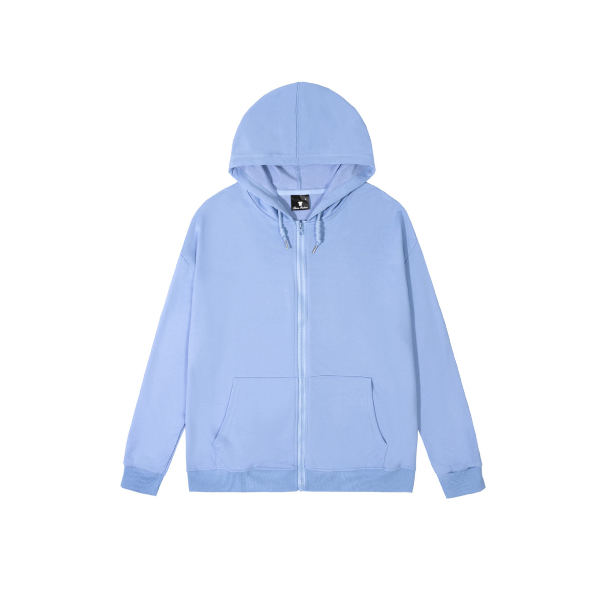 Spring and Autum Hooded Zipper Cardigan Sweatshirt Off-Shoulder Long-Sleeved Pure Color Xiyin Cross-Border Temu Loose Version
