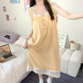 Nightgown Women's Summer Polka Dot 2025 New Style with Breast Pad Cloud Cotton Vest Lace Sweet Pajamas Summer Home Wear