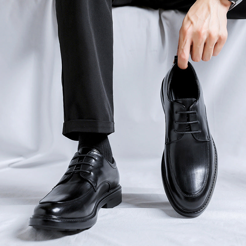 Men's Shoes 2023 New Autumn and Winter Casual Leather Shoes with Hidden Height Increase, Men's Formal Business Wedding Groom Shoes 9350-R