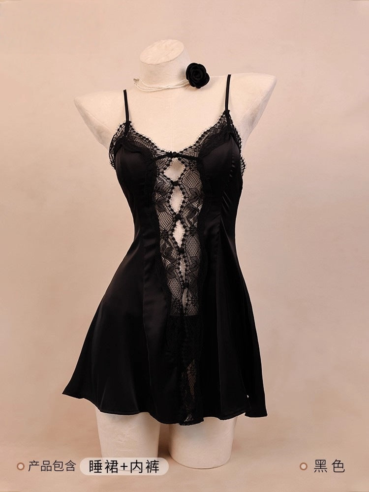 Sexy Sleepwear for Women 2026 New Summer Ice Silk High-End Style, Pure Desire Lace Camisole Nightdress with a High-End Feel