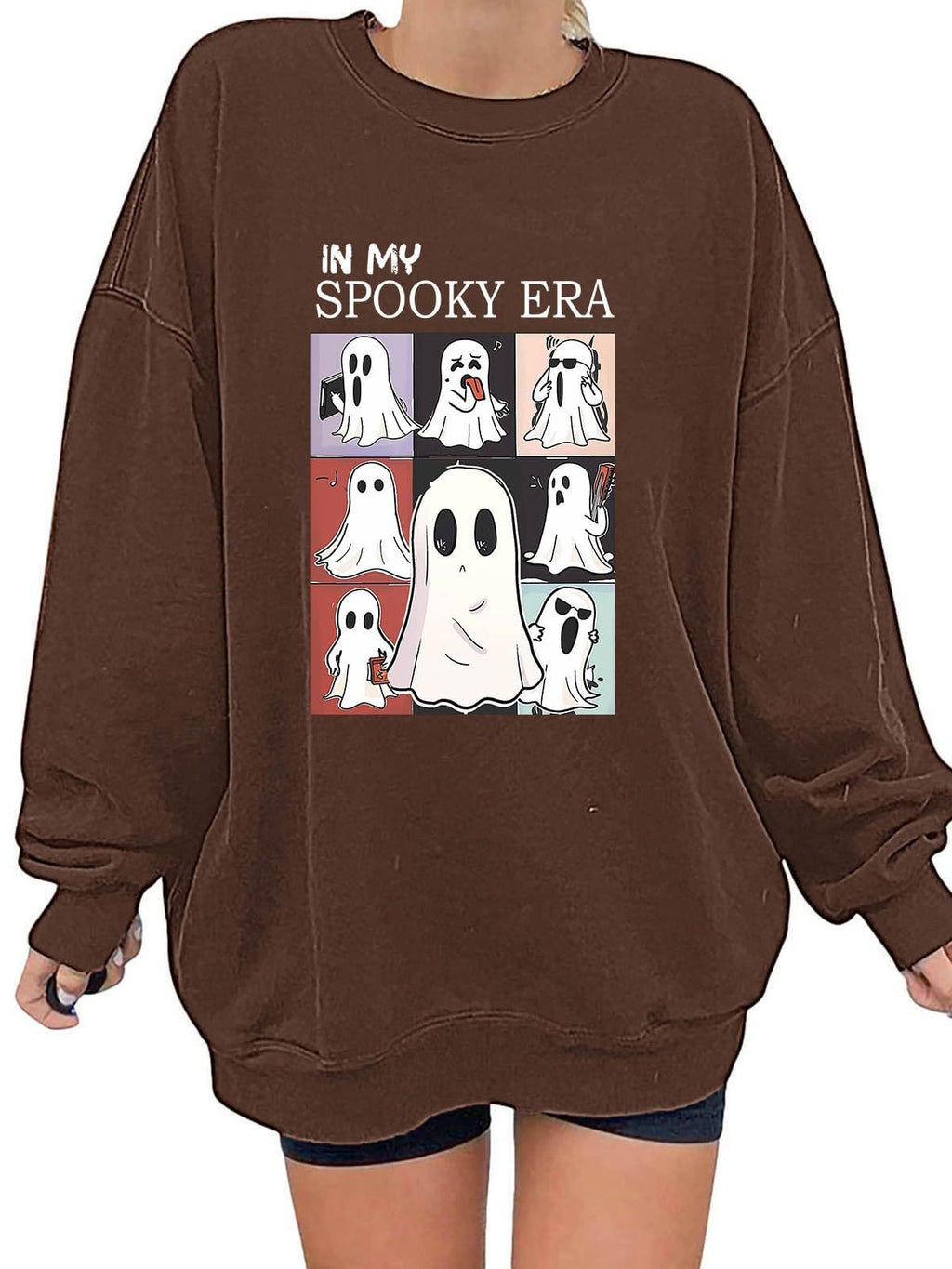 Women Sweatshirtss Halloween Cute Ghost Pattern Long Sleeve Sweater Horror Fall Pullover Tops