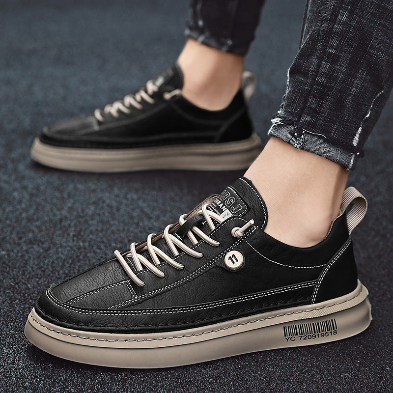Autumn New Men's Versatile Korean-Style Sneakers, Comfortable and Lightweight Wholesale Casual Pu Men's Shoes, Trendy Brand