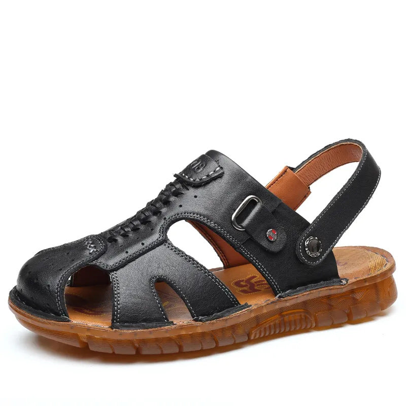 Men's Summer Outdoor Sandals Men's Casual Slippers Two-Wear Genuine Leather Cowhide Oxford Sole Men's Shoes Beach Shoes Wholesale