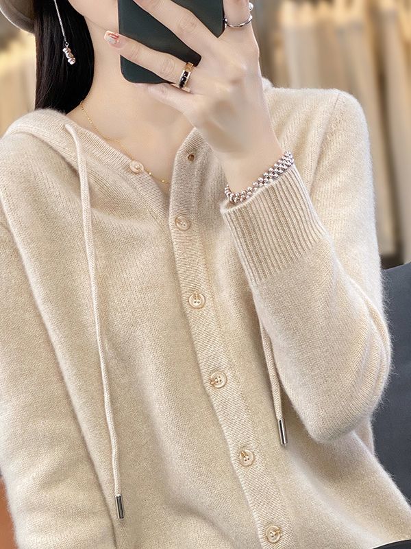 Autumn and winter New hooded cardigan long-sleeved women's hoodie Western style all-match sweater loose outer wear undershirt
