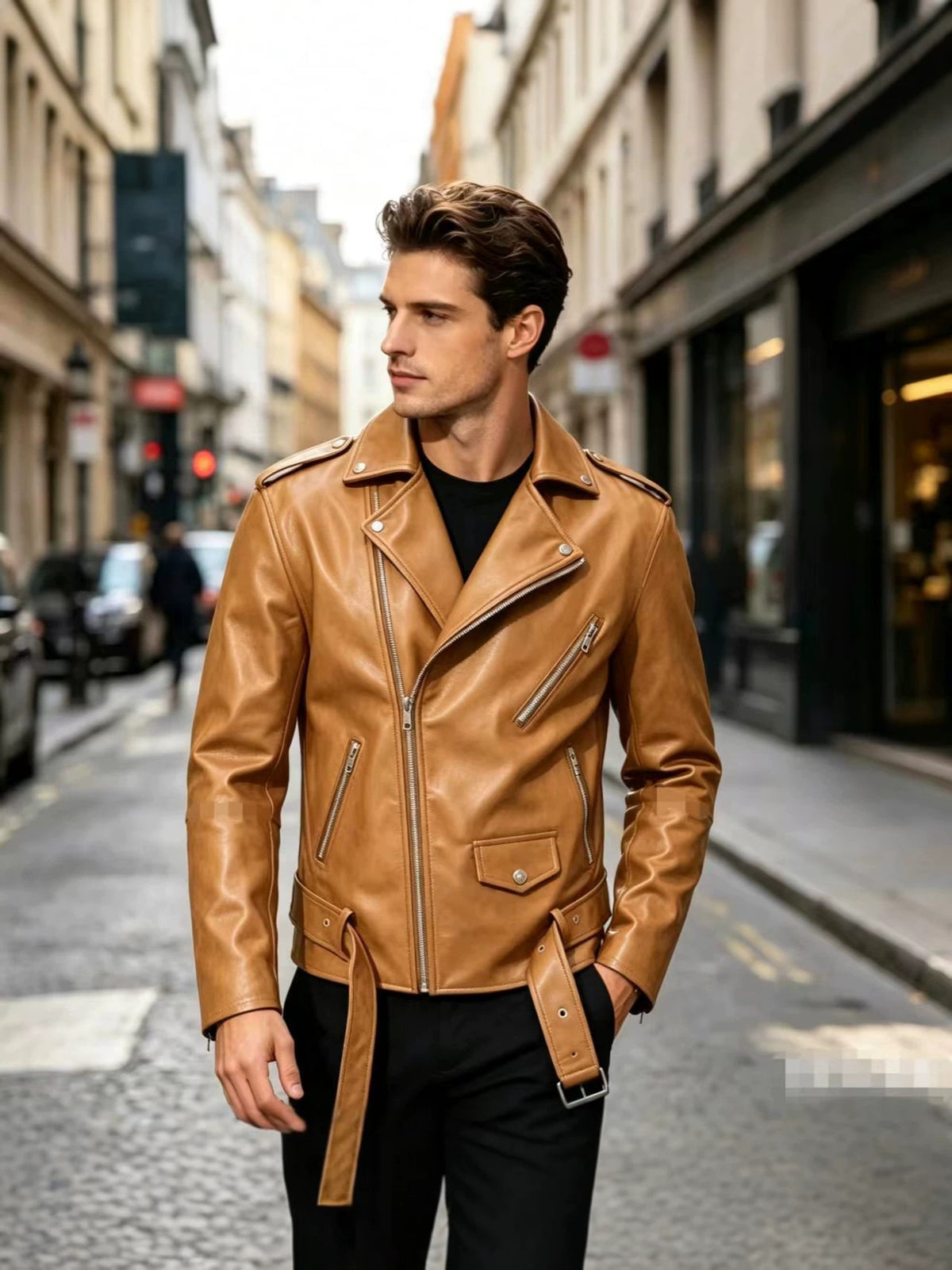 2025 Autumn/Winter New Men's Pu Leather Jacket, Large Size Men's Leather Clothing for Foreign Trade, Aliexpress Amazon Motorcycle Leather Jacket