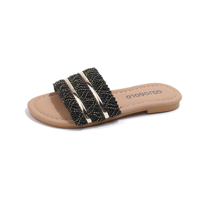 Girls' Slippers 2024 Summer New Children's Shoes Outer Wear Sandals Summer Little Girl's Soft-soled Internet-famous Fashionable Sandals