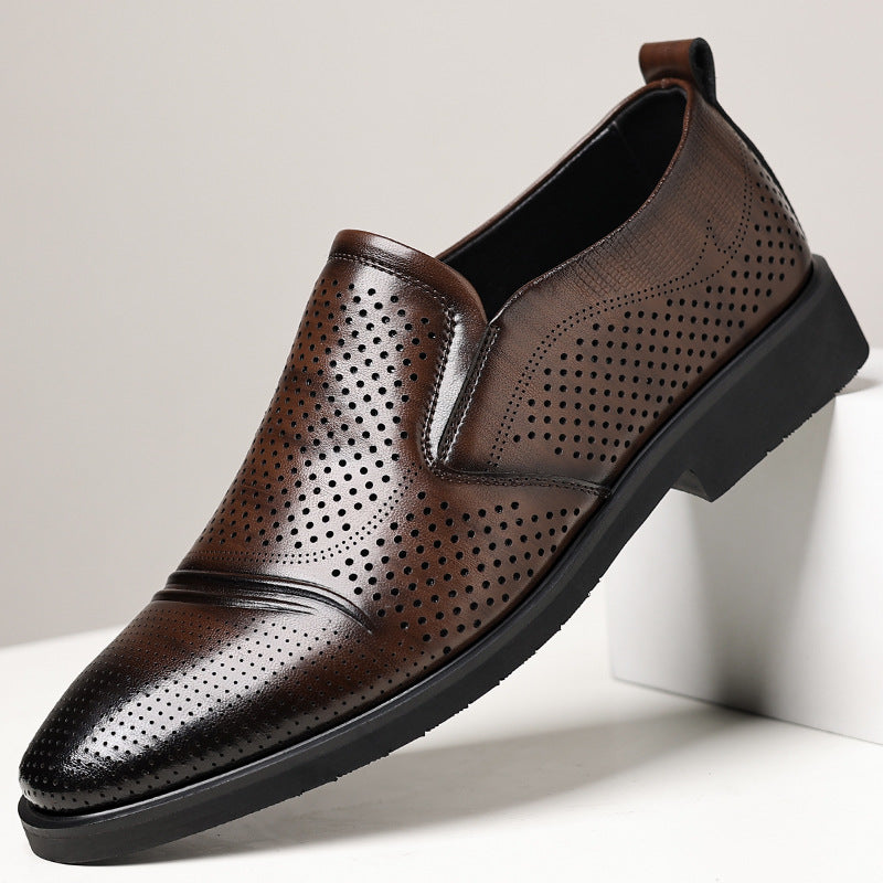 Men's Leather Shoes Summer Cut Out New Men's Shoes Casual Fashion Soft Sole Formal Shoes Business Shoes Sj2503-1