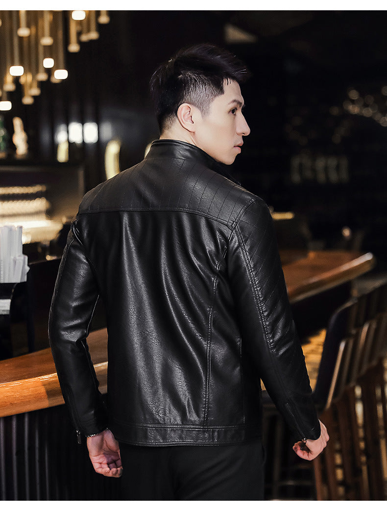 Foreign Trade Leather Clothing Men's Motorcycle Leather Clothing Casual Autumn and Winter New Leather Jacket Youth Motorcycle PU Jacket Casual Men